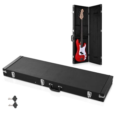 Yescom Bass Guitar Hard Case Classical Electric Guitar Wooden Hard Shell Square PU leather  Carrying Case Lockable for Touring Musicians Black