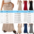 thumbnail image 2 of Tauxra Solid Color Maxi Skirt for Women Elastic Waist Long Skirt with Drawstring Casual Flowy Boho Skirt Summer Spring Daily Wear Solid Color Long Skirt for Women, 2 of 5