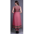 thumbnail image 4 of Bimba Robe Anarkali à Feuilles Roses, Col Mandarin, Sans Manches, Kurtis pour Femmes, Robe Maxi à Imprimé, Petit, 4 of 6