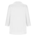 thumbnail image 3 of Hot6sl Économies d'Été Liquidation Blouse & Chemise à Manches Courtes Col Rabattu, T-Shirt Assorti pour Femmes Col en V Col Rabattu Manches 3/4, Haut en polyester pour Femmes Blanc, 2TG, 3 of 8