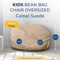 thumbnail image 3 of Ultimate Sack 30-Inch Kids Bean Bag Chair Oversized Foam Seat, Camel Suede Cover, 3 of 6