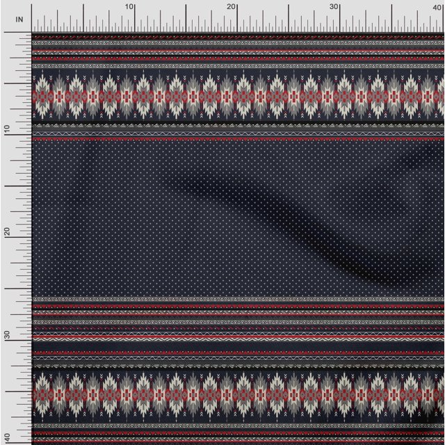 Soimoi Poly Georgette Fabric Dot & Aztec Panel Print Fabric by The Yard 52 Inch Wide