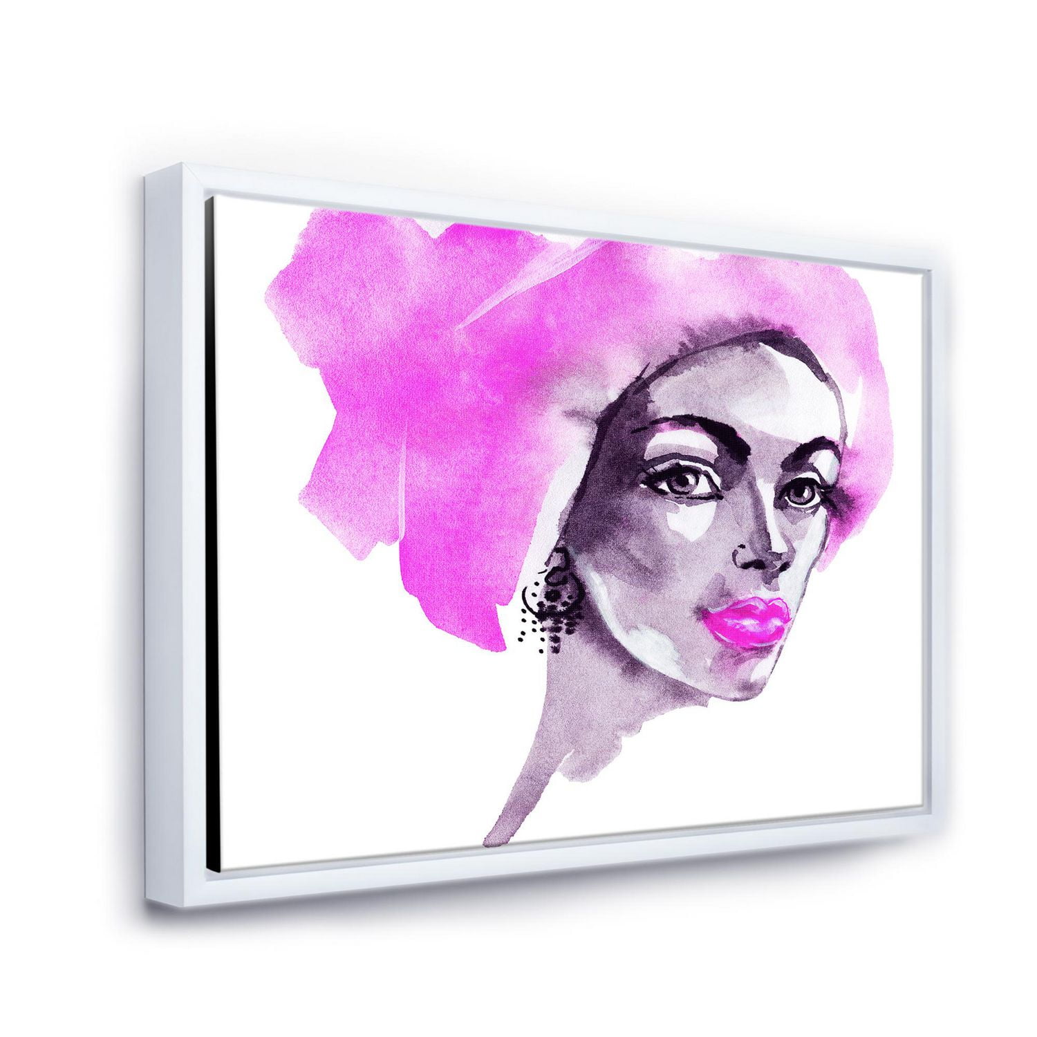 Designart Portrait de mode femme afro-américaine ART MURAL À CADRE FLOTTÉ