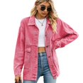 thumbnail image 1 of Qudderr Veste en Jean pour Femmes, Manches Longues, Décontractée, Style Cowboy, Printemps Automne, P-TTG, 1 of 9