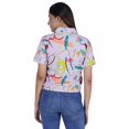 thumbnail image 4 of Moomaya Haut Court Imprimé pour Femmes Été Décontracté T-Shirt à Col à Fermeture à Glissière, 4 of 7