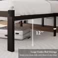 thumbnail image 4 of Honfach Full Size Metal Platform Bed Frame with Faux Leather Upholstered Button Tufted Headboard, Black, 4 of 9