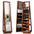 thumbnail image 1 of Costway 360degree Rotatable Jewelry Cabinet 2-in-1 Lockable Mirrored Organizer Brown, 1 of 10