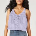 thumbnail image 2 of Timegard Tank Top for Women Lace U Neck Drawstring Sleeveless Ruched Button Summer Fashion Casual Tee, 2 of 5