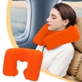 thumbnail image 1 of ZZkhGO Inflatable Travel Neck Pillow, U Shape Cervical Support Cushion, Portable PVC Flocked Pillow for Airplane Car Camping, 1 of 6