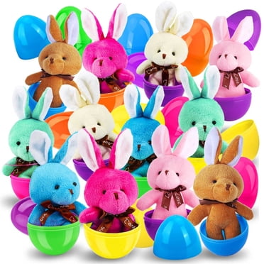 Aqestyerly 12 Pack Easter Eggs with Bunny Surprise,Plastic Filled Toys Gifts for Kids and Toddlers HWRETIE