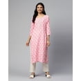 thumbnail image 2 of DWEEP SARA Women’s Pink Paisley Print Straight Kurta M/38 Ethnic Tunic Top 3/4 Sleeves Casual Festive Wear, 2 of 7