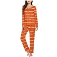 thumbnail image 2 of Timegard Ensembles de Pyjamas pour Femmes 2 Pcs à Rayures Manches Longues Col en V Haut Froncé et Pantalon Tenues de Pjs d'Automne, 2 of 5