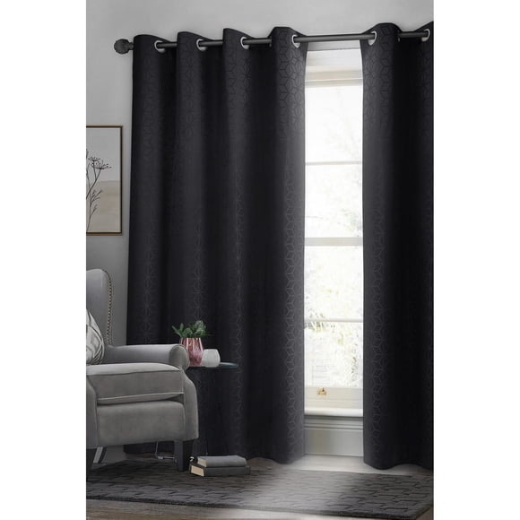 Safdie & Co. Curtain Woven Blackout 54X84L Black Geo