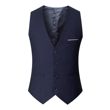 Daiosportswear Mens Suit Vests V-Neck Casual Vest Dress for Men formal Tuxedo Wedding Vests Men's Waistcoat Blue XXXL(XXXL)