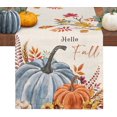 thumbnail image 1 of Thanksgiving Fall Table Runner 120 Inches Long, Cotton Linen Kitchen Dinner Table Runners Decorations, Burlap Tablerunner for Dresser/Dining/Party/Wedding, Vintage Autumn Pumpkin Maple Leaves 13"x120", 1 of 1