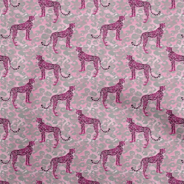 oneOone Rayon Pink Fabric Animal Craft Projects Decor Fabric Printed By The Yard 56 Inch Wide