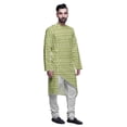 thumbnail image 2 of Atasi Kurta Long d'Été Imprimé de Designer avec Ensemble de Pyjama Blanc pour Hommes, 2 of 3