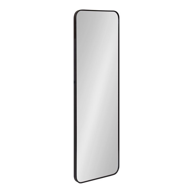 Kate and Laurel Zayda Tall Radius Rectangle Wall Mirror, 16 x 48, Black, Metal Framed Minimalist Rectangular Mirror with Rounded Curves