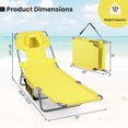 thumbnail image 3 of Gymax 2PCS Tanning ChairFolding Beach Lounge Chair w/5-Position Adjustable Backrest Yellow, 3 of 10