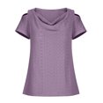 thumbnail image 4 of asjyhkr Womens off Shoulder Tops Summer Short Sleeve Breathable Lightweight Tees Solid Color Tshirts, 4 of 6