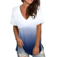 thumbnail image 2 of Blouse à Imprimé Dégradé pour Femme, Col en V, Manches Courtes, T-Shirt Ample, Hauts, 2 of 8