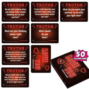 Couples Jeux de cartes, romantique couple chaud vers le haut interactif jeu de carte vérité ou dare aventure jeu pour la date nuit, 50 Cartes