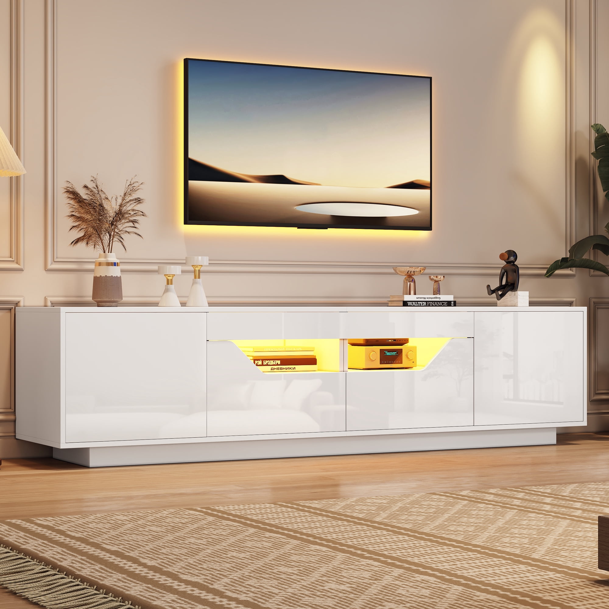 Meuble télé Noble House 64,8 pouces, console multimédia pour téléviseur de 65 pouces, blanc