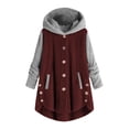 thumbnail image 2 of LSLJS Women's Winter Plush Solid Color Hooded Sweatshirts Button Long Sleeve Split Round Neck Comfortable Pajamas Coat, 2 of 4