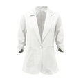 thumbnail image 4 of IMENGL Linen Casual 3/4 Stretchy Ruched Sleeve Lightweight Work Office Jacket, White 2XL, Size M-5XL, 4 of 9