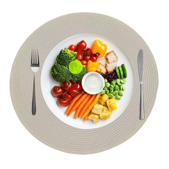 Djiypn Round Woven Placemats Set of 12, Boho Rattan Place Mats, Natural Table Placemats, Farmhouse Weave Circle Table Mats, Rustic Braided Plates for Dining Table Décor, Cream