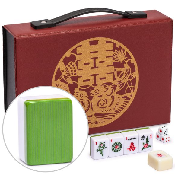 Yellow Mountain Imports ""Bamboo Oasis Chinese Mahjong Set with 146 Small Tiles and Red Vinyl Case - for Chinese Style Gameplay Only [??????????]
