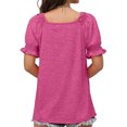thumbnail image 2 of Hauts Blouses Décontractés pour Femmes à Couleur Unie, à Encolure Carrée, à Manches Courtes, 2 of 8