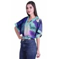 thumbnail image 3 of Moomaya Hauts Cache-Cœur pour Femmes Imprimés Taille Élastique Manches Boxy Blouse Cache-Cœur Décontractée, 3 of 4