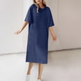 thumbnail image 2 of fatyb Robes d'Été 2025 pour Femmes Manches Courtes Décontractées Robes T-Shirt Col Rond Amples Unies Longues Robes, 2 of 6
