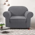thumbnail image 2 of CHOK 2024 1-Piece Checks Stretch Sofa Cover Slipcover Couch Cover  Chair  Light Gray, 2 of 6