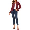 thumbnail image 2 of INSPIRE CHIC Blazer à Rayures pour Femme à Revers Cranté, Manches Longues, Boutonné, S Rouge Bleu, 2 of 8