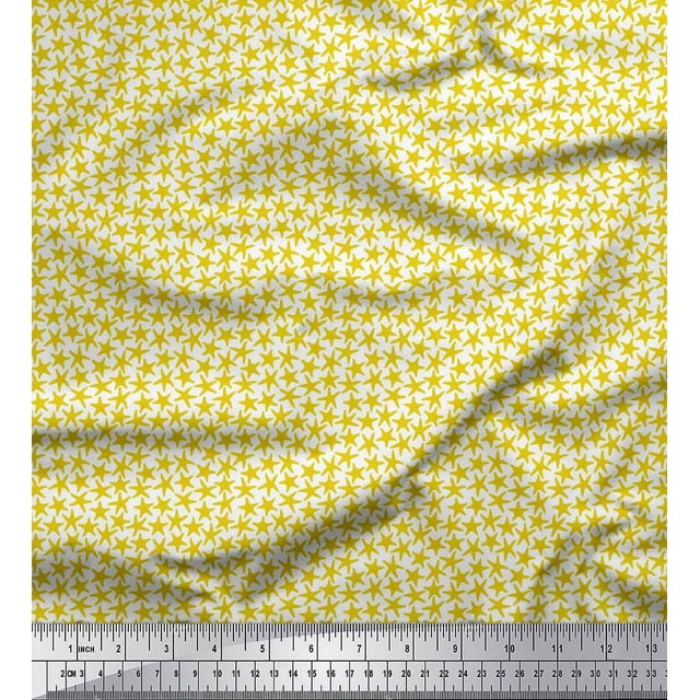 Soimoi Cotton Poplin Fabric Stars Star Print Fabric by Yard 56 Inch Wide