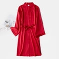 thumbnail image 5 of Ketyyh-chn99 Ensemble de Pyjama Femme Peignoir Femme Nuisette à Manches 9/4 Mariage Demoiselle d'Honneur Silk Cardigan Peignoir Pyjama pour Femme Rouge,m, 5 of 5