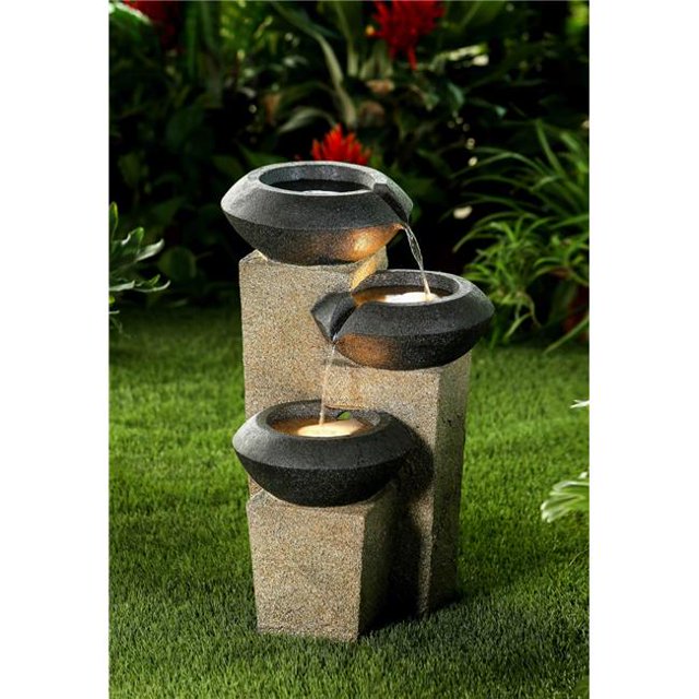 Jeco FCL159 Three-Tiered Modern-Style Illuminated Water Fountain
