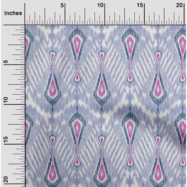 oneOone Cotton Poplin Fabric Big Motif Ikat Print Sewing Fabric BTY 42 Inch Wide