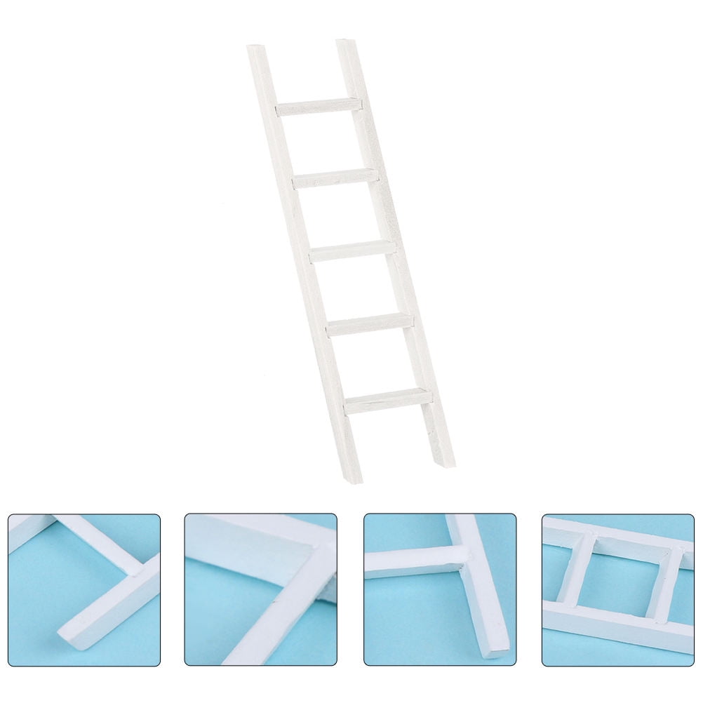 FENGGUIQU 2Pcs Decorative Wood Ladder Wooden Small Ladder Chic Design for Miniature Garden Collectors Display