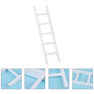 FENGGUIQU 2Pcs Decorative Wood Ladder Wooden Small Ladder Chic Design for Miniature Garden Collectors Display