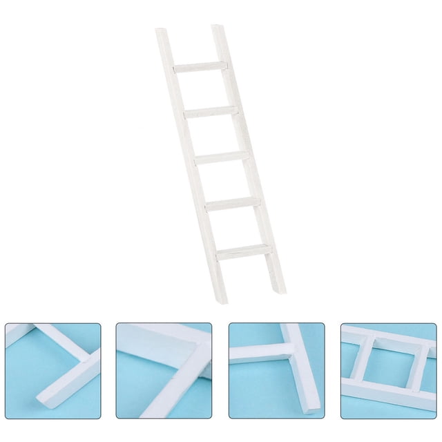 FENGGUIQU 2Pcs Decorative Wood Ladder Wooden Small Ladder Chic Design for Miniature Garden Collectors Display