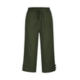 thumbnail image 4 of Timegard Womens Cotton Linen Pants Elastic Waisted Drawstring Capri Pants Casual Loose Trousers with Pockets, 4 of 6