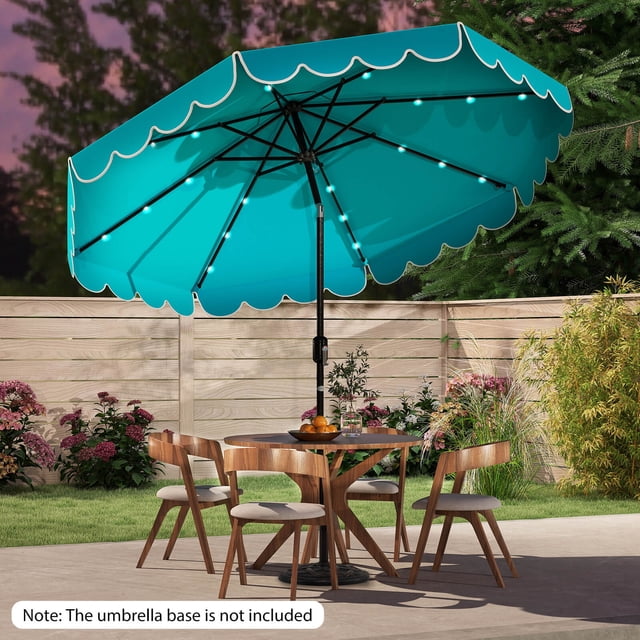 Costway 10 FT Solar Patio Umbrella with 24 LED Lights 8 Ribs & Tilt Adjustment Turquoise