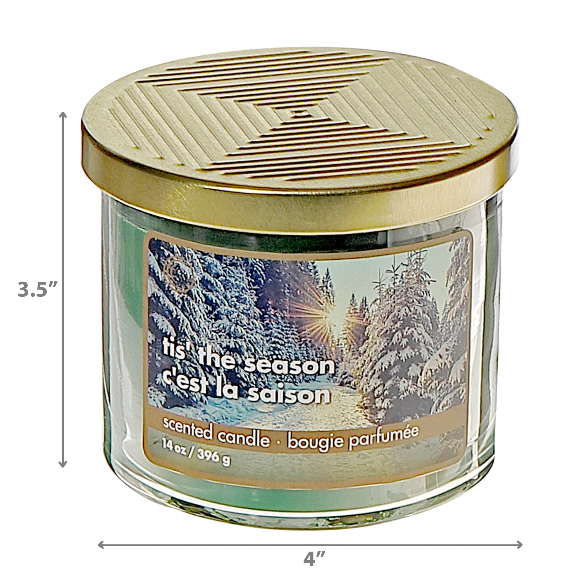 14 Oz 3 Wick Jar Candle With Metal Lid (Tis The Season) - Set of 2