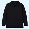 thumbnail image 2 of zbxnLI Girls Boys School Uniform Long Sleeve Golf Shirts Button Closure Collared Tops 2-15 Years, 2 of 3