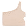 thumbnail image 1 of GPOECD Girls Dance Tank Top One Shoulder Racerback Crop Top Sleeveless Athletic Wear For Ballet Gymnastics Performance Khaki,3-4 Years, 1 of 9
