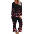 thumbnail image 1 of TIMIFIS Ensembles de Pyjama pour Femmes 2 Pcs - Pyjamas de la Journée Valentines pour Femmes - Ensembles de Pyjamas pour Dames à Manches Longues, Haut à Col Rond et Pantalon, Ensembles de Détente, 1 of 3