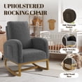 thumbnail image 3 of Nursery Rocking Chair, Rocking Chair Nursery for Mom, Comfy Upholstered Nursery Rocker with High Back & Pocket, Modern Wingback Accent Chair for Reading Living Room Bedroom, 3 of 7